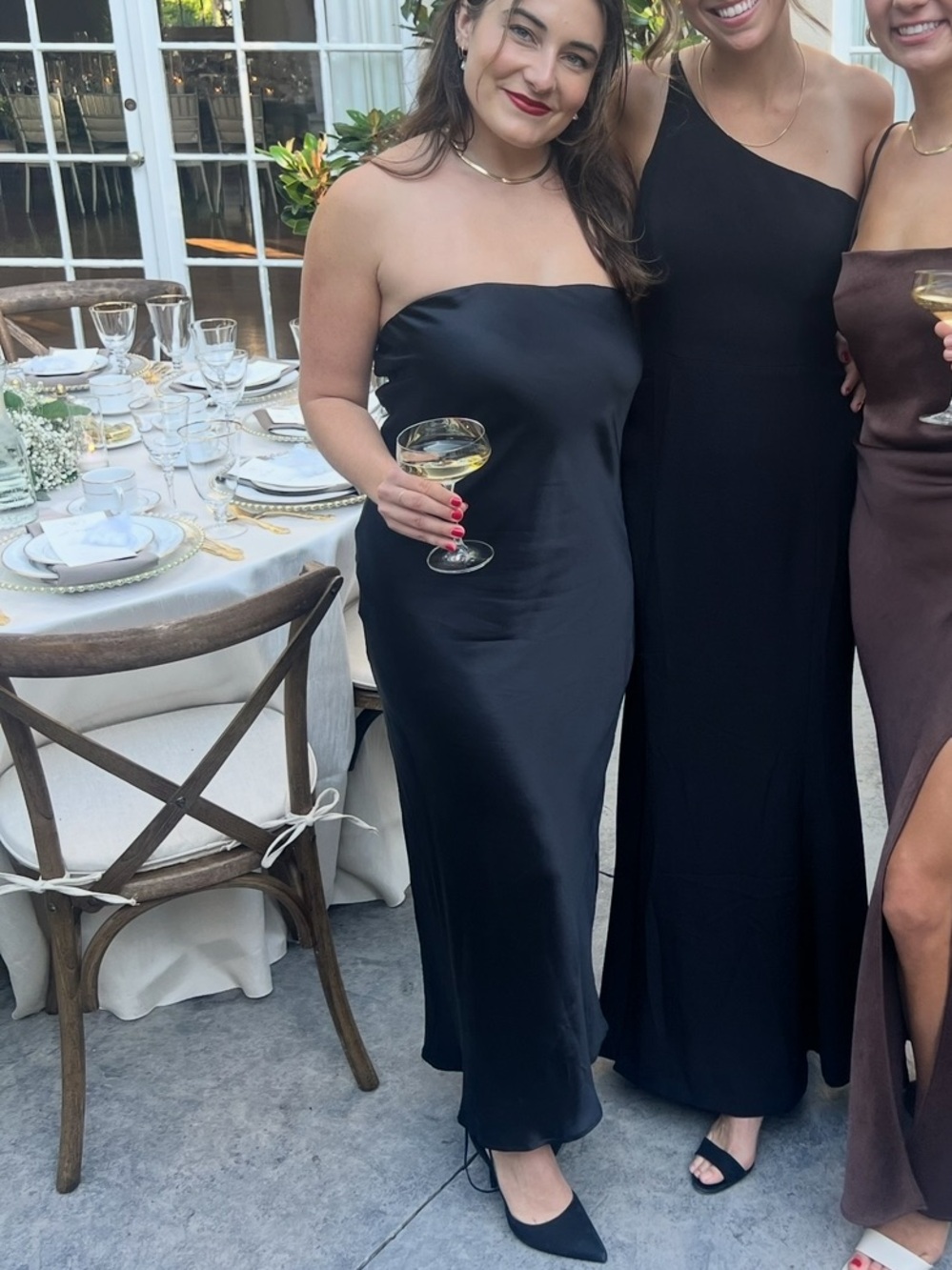 Reformation Black Strapless Silk Dress M